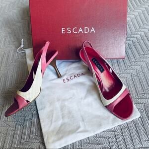 Escada pink leather slingback sandals